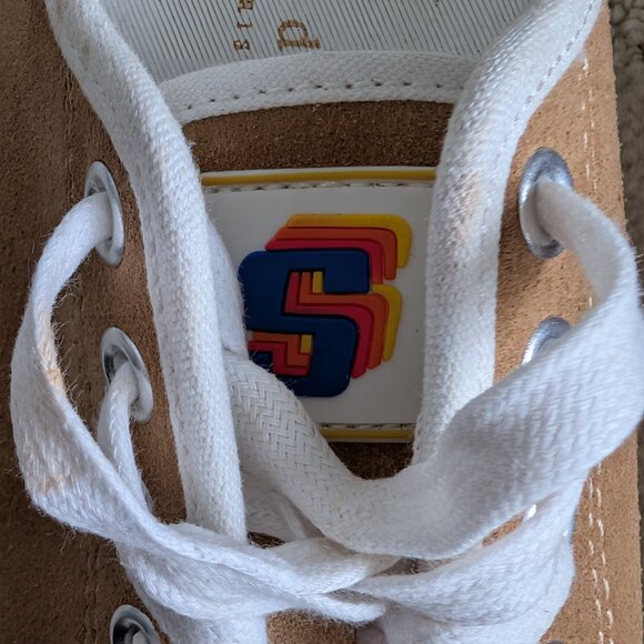 Sandro Paris Flame Suede Sneakers | EU 36 / US 5.5 | Beige & Red | NWT - Picture 8 of 9